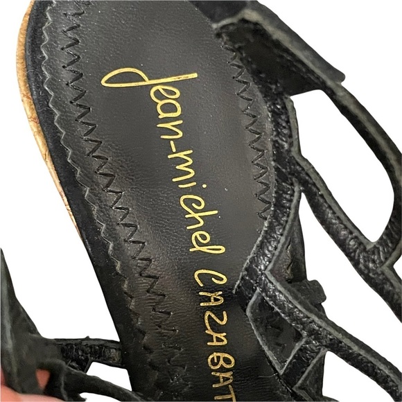 Jean-Michel Cazabat Black Cage Slingback Wedge Sandals Size 38 US 8 - Picture 11 of 11